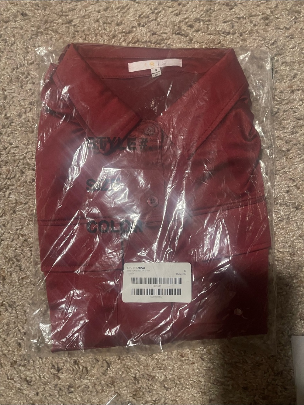 Deep Red Satin Button-Down Shirt